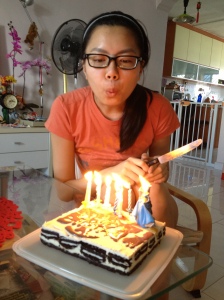Blowing of the candles.